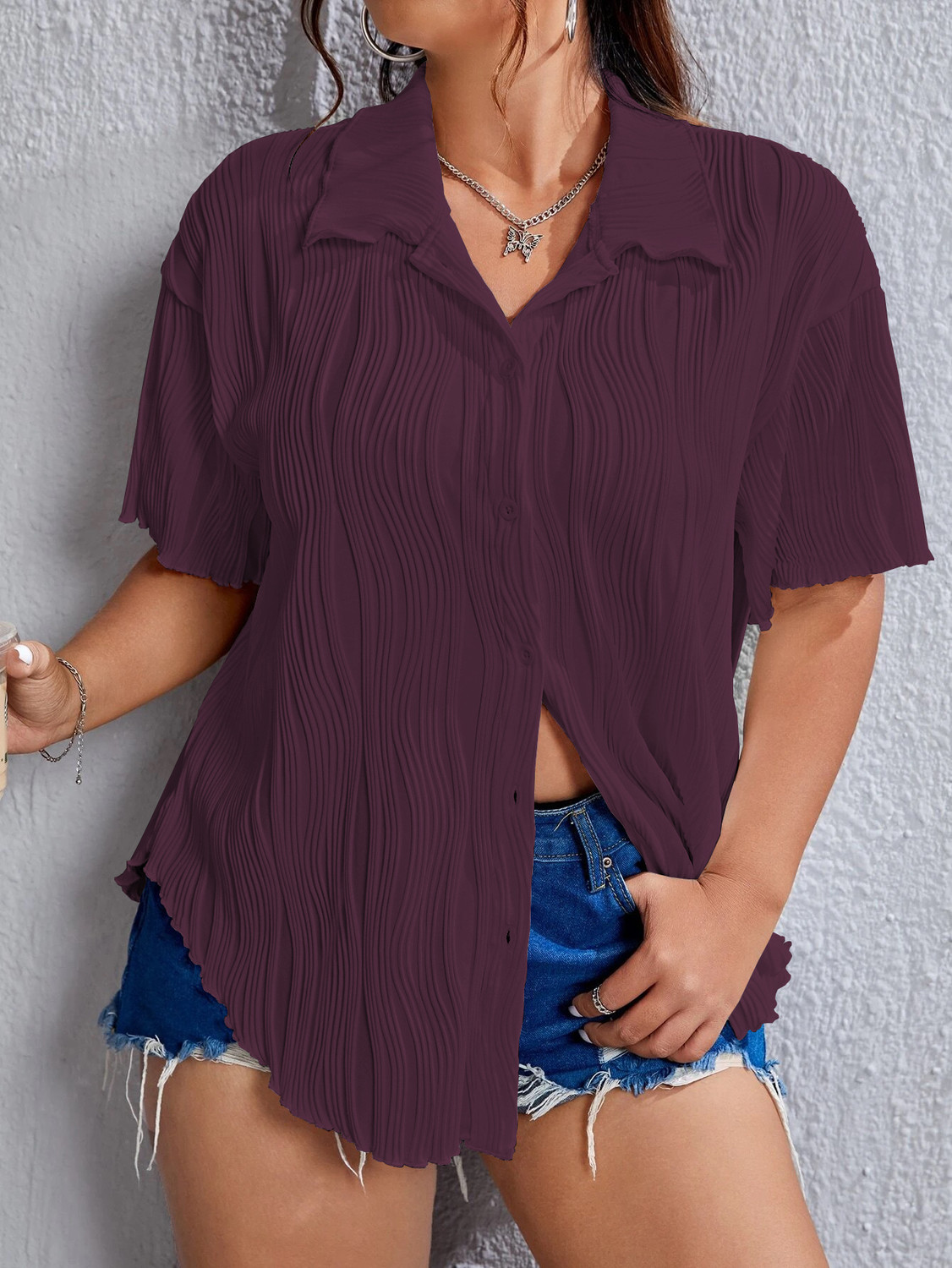 Image of Leriya Fashion Casual Self Design Women Purple Top