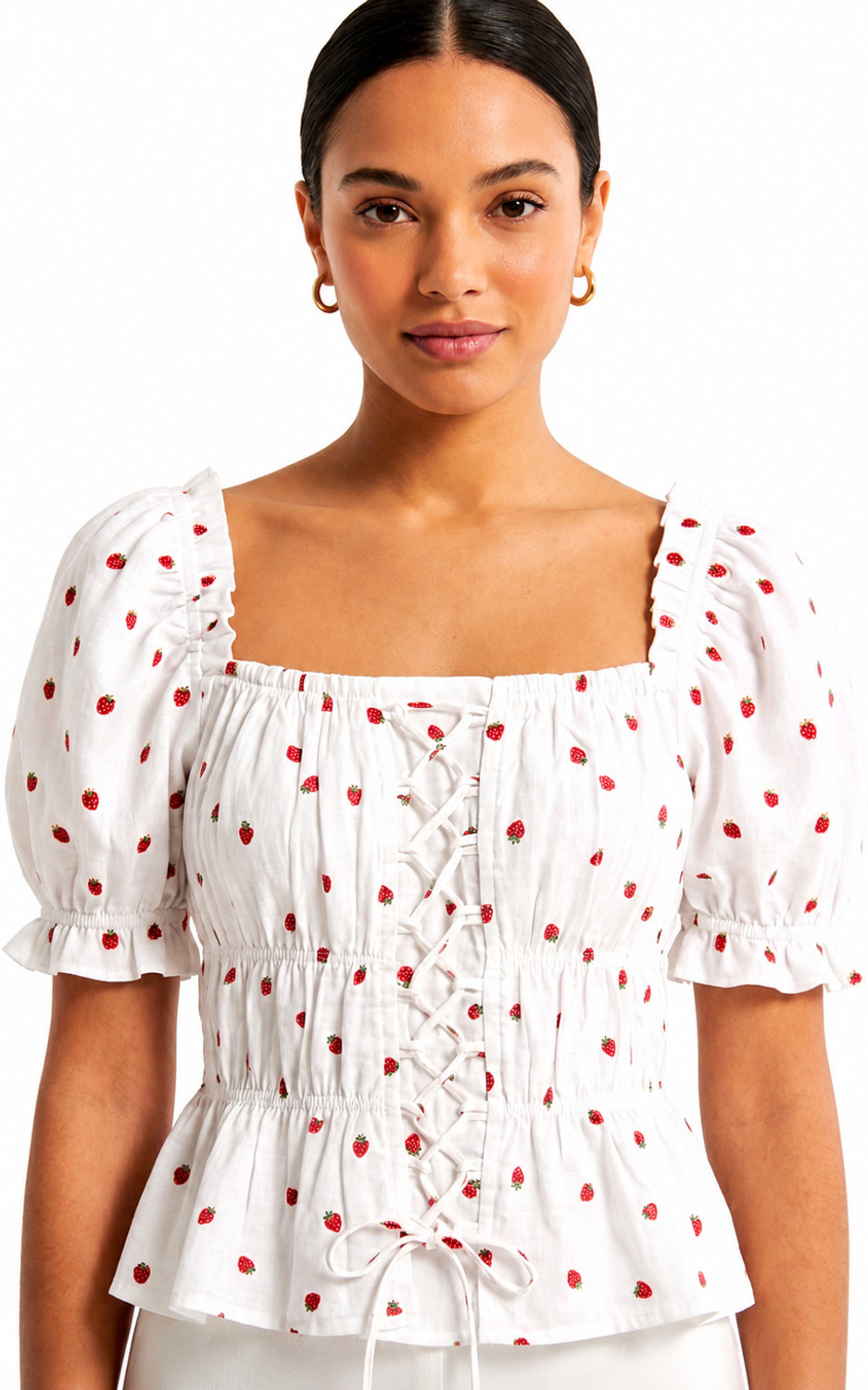 Image of namane Casual Printed Women White Top