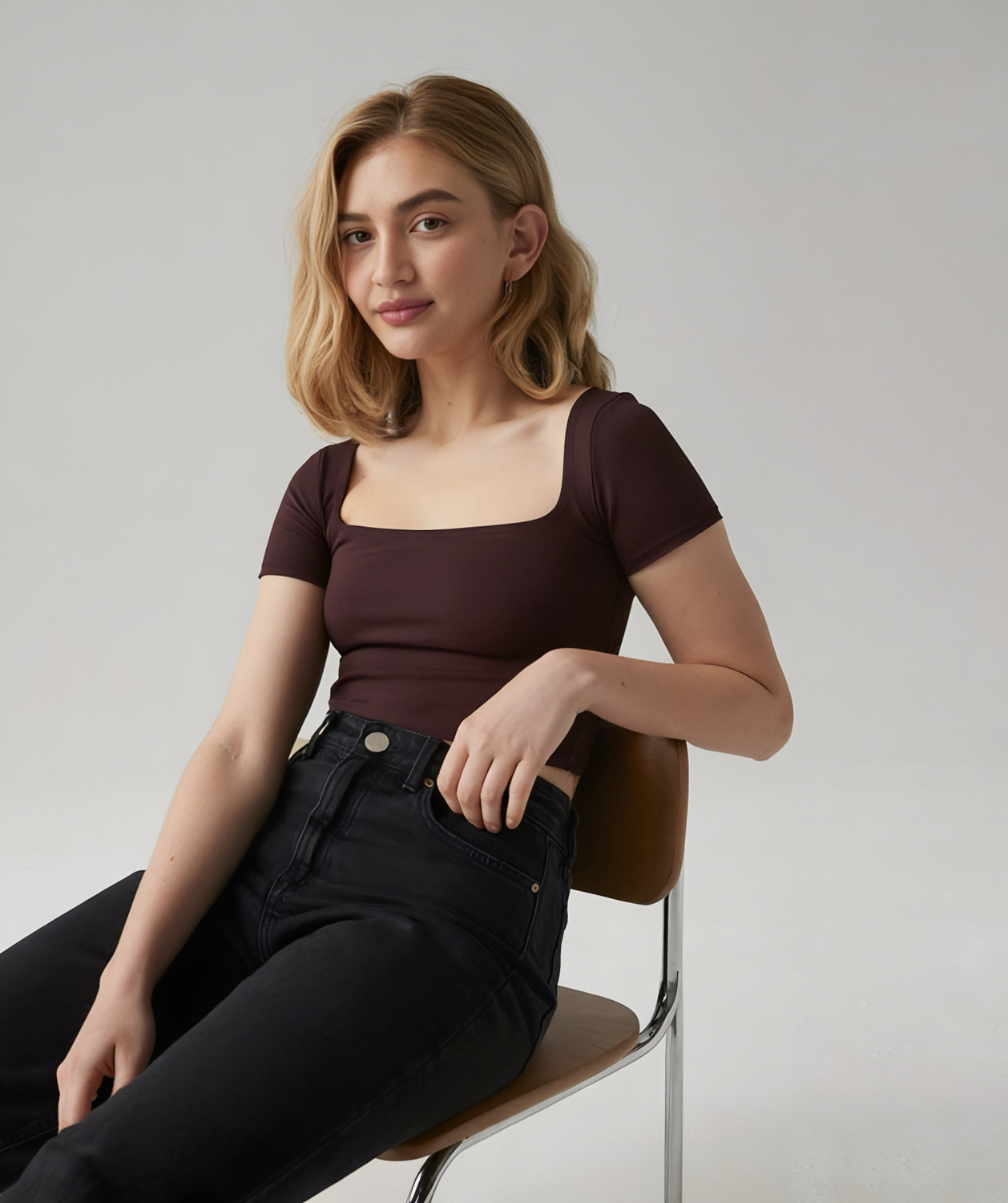 Image of SIGHTBOMB Party Solid Women Brown Top