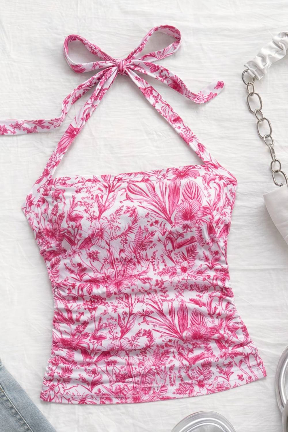 CAPROP Casual Sleeveless Printed Women Pink Top