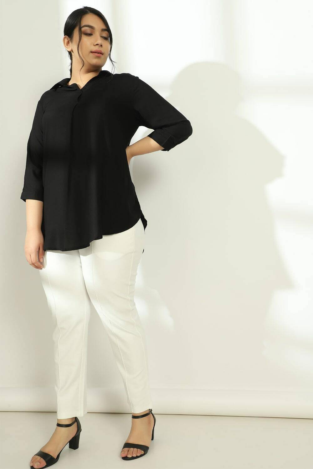 Amydus Casual Solid Women Black Top