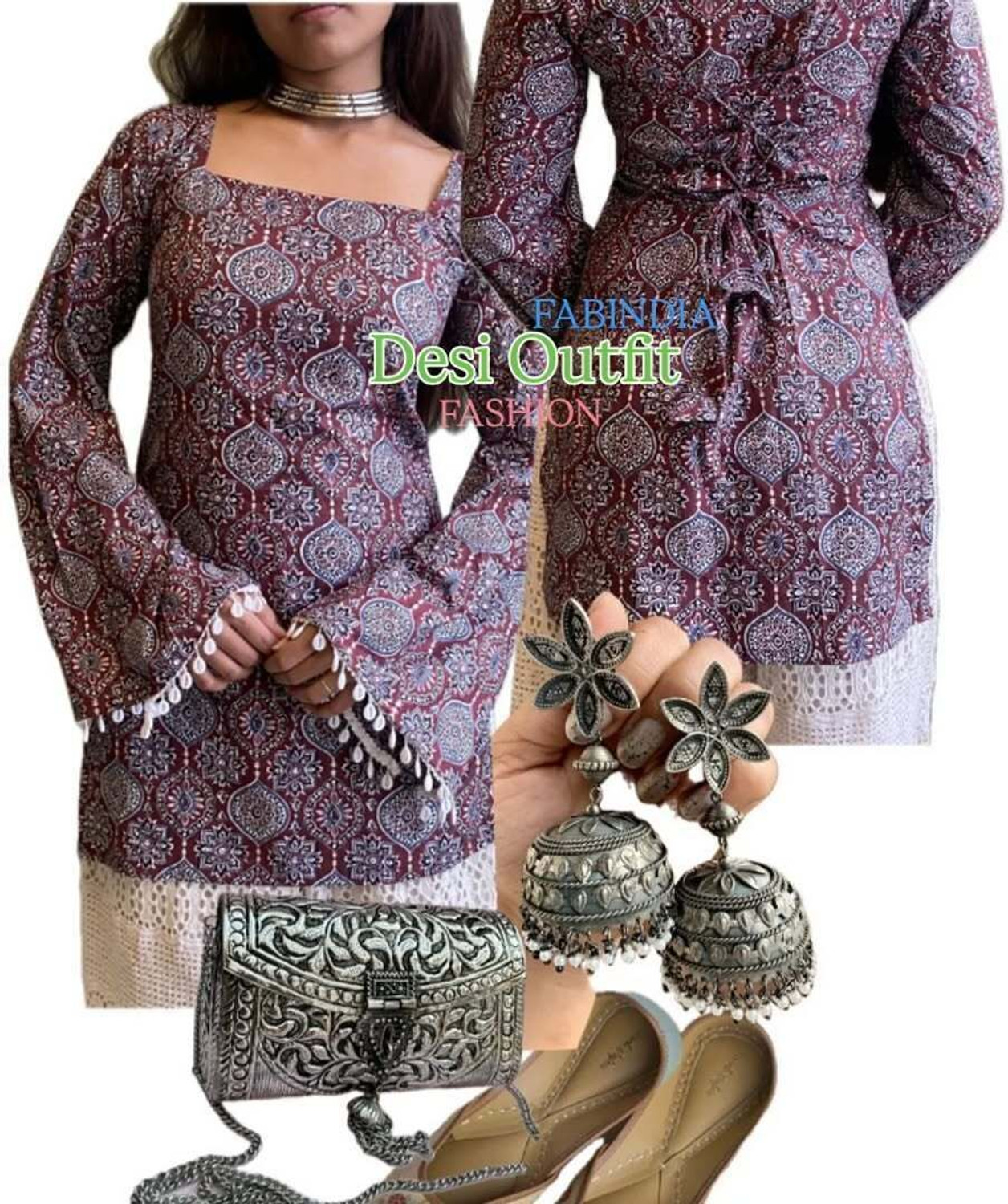 Image of New RJP Craft Casual Printed Women Maroon Top