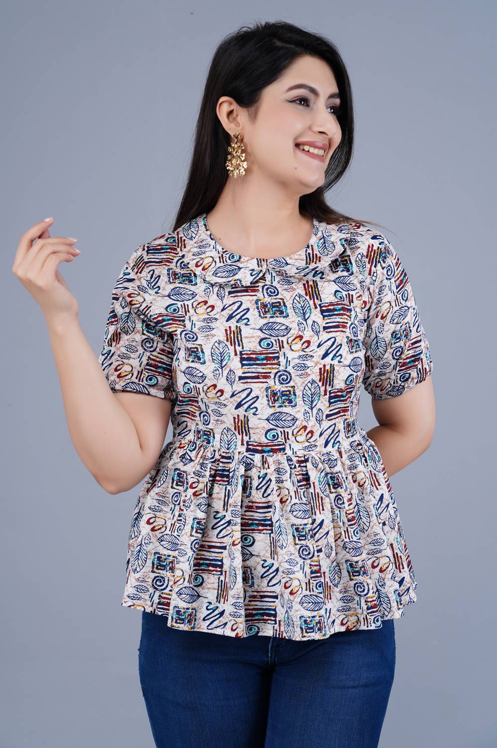 asifarheen Casual Printed Women White Top