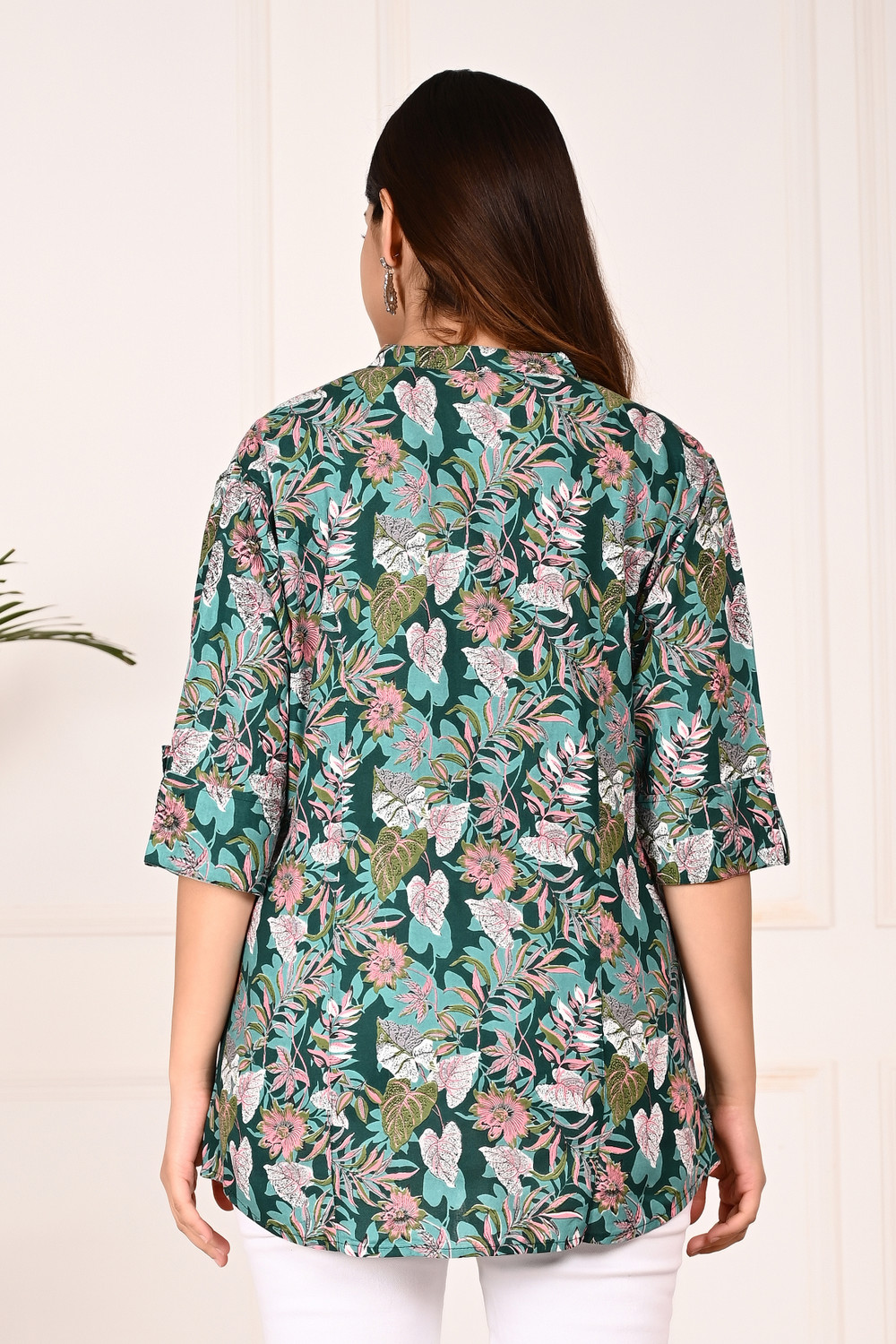 Image of Gudwear Casual Printed Women Green Top