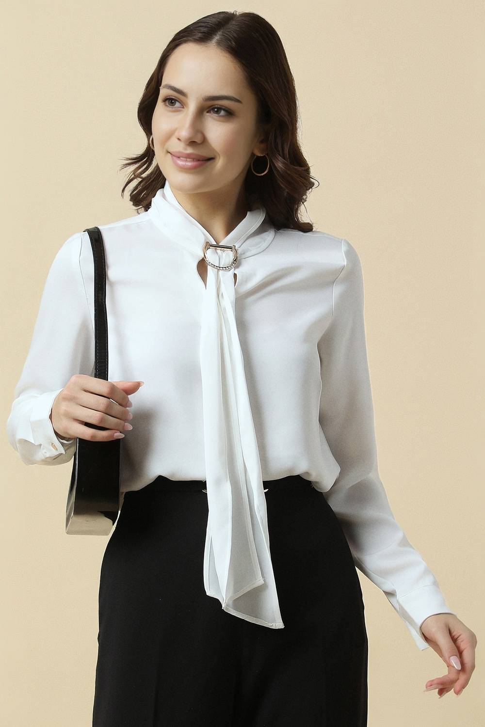 Allen Solly Formal Solid Women White Top