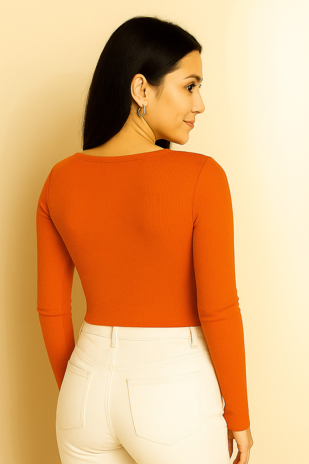 Image of TRENDY ERA Casual Solid Women Orange Top