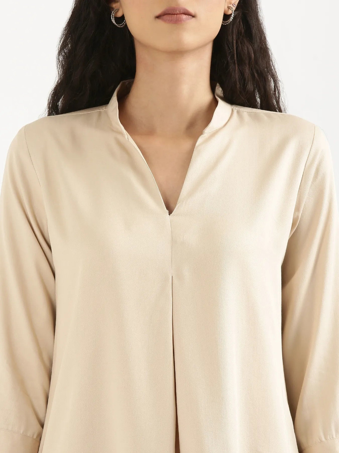 Image of Kavisaa Casual Solid Women Beige Top