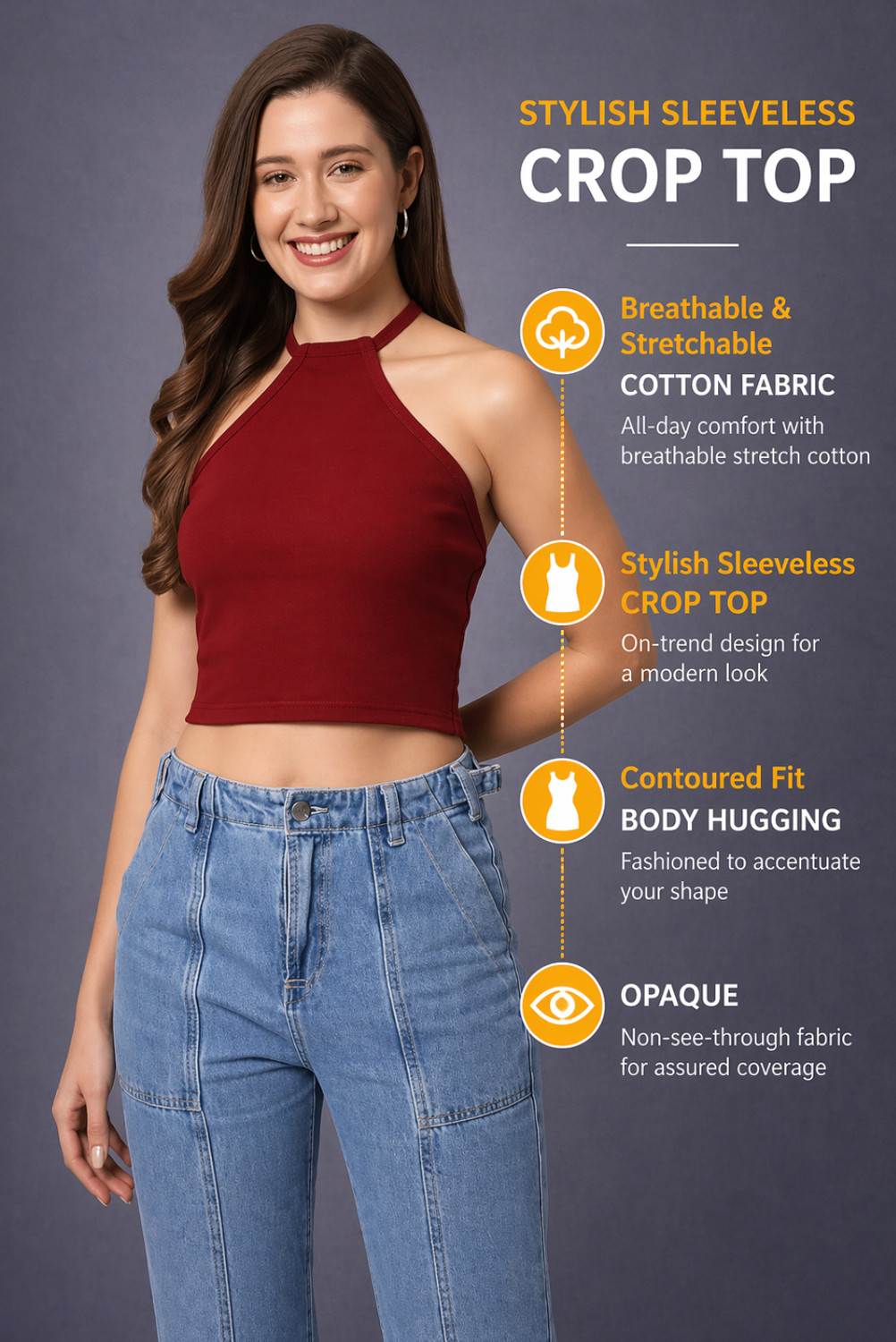 Image of FUNDAY FASHION Casual Solid Women Maroon Top