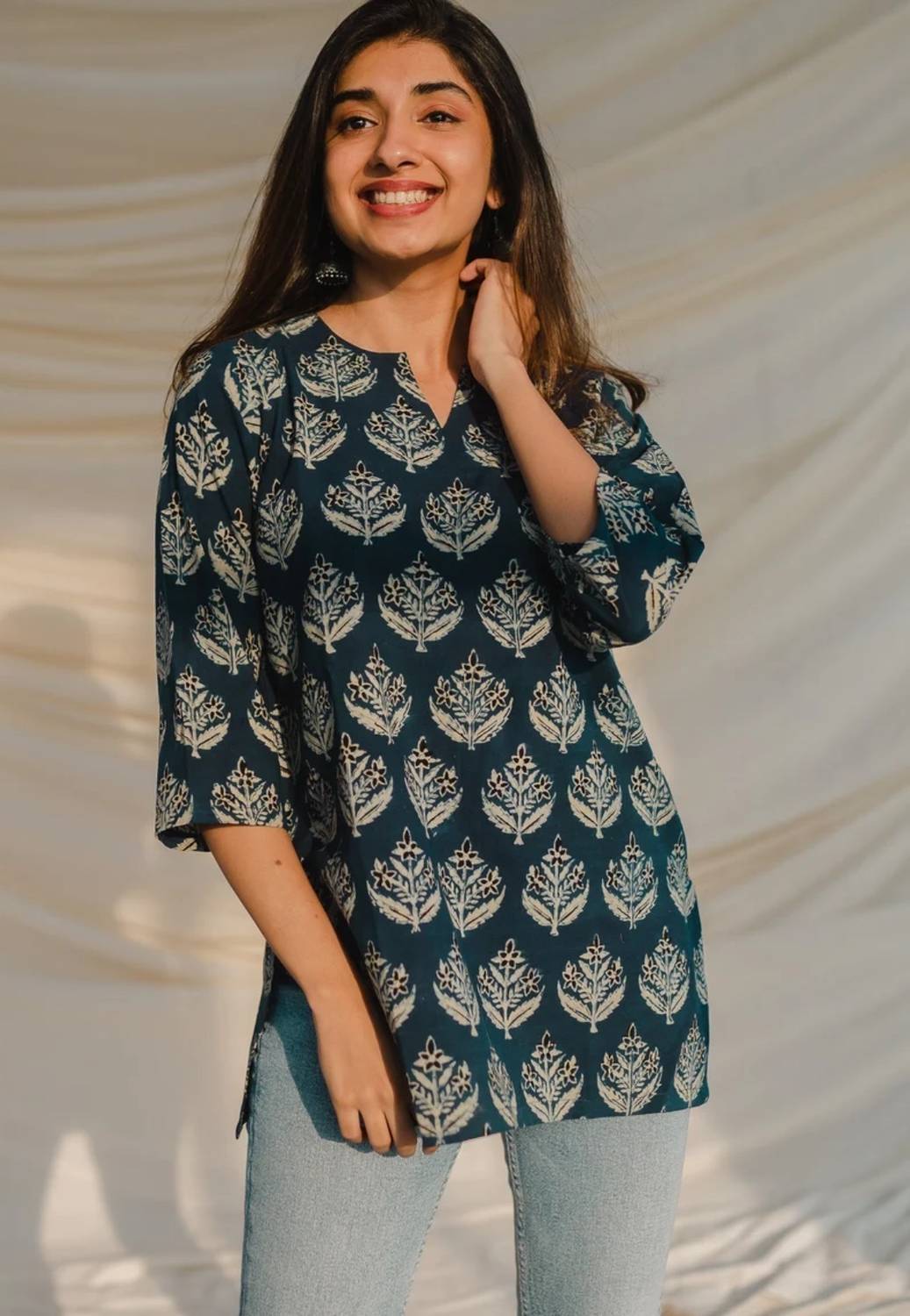 JAIPUR FASHION Women Printed Viscose Rayon Straight Kurta (Dark B