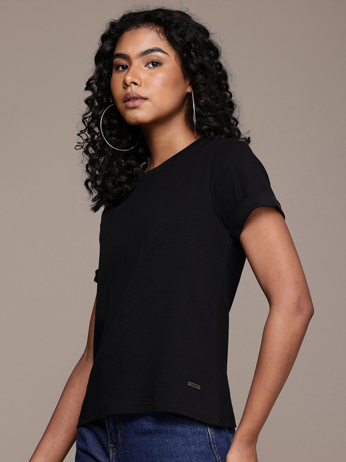Image of Roadster Casual Solid Women Black Top