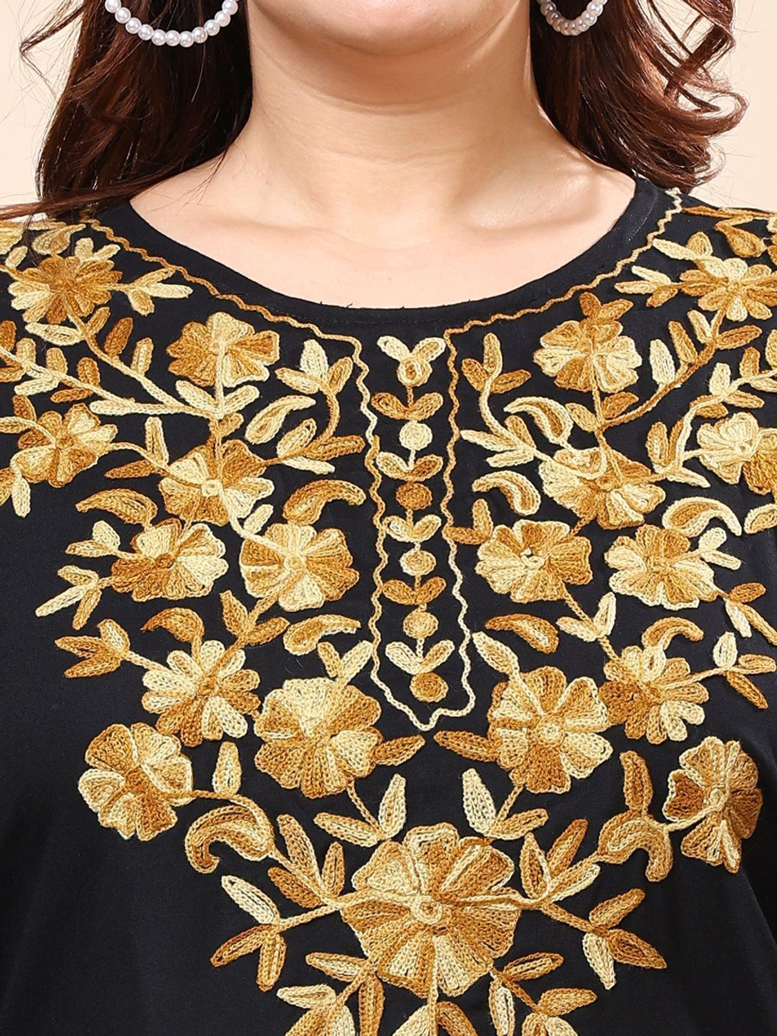 Image of VAAMII Casual Embroidered Women Black Top