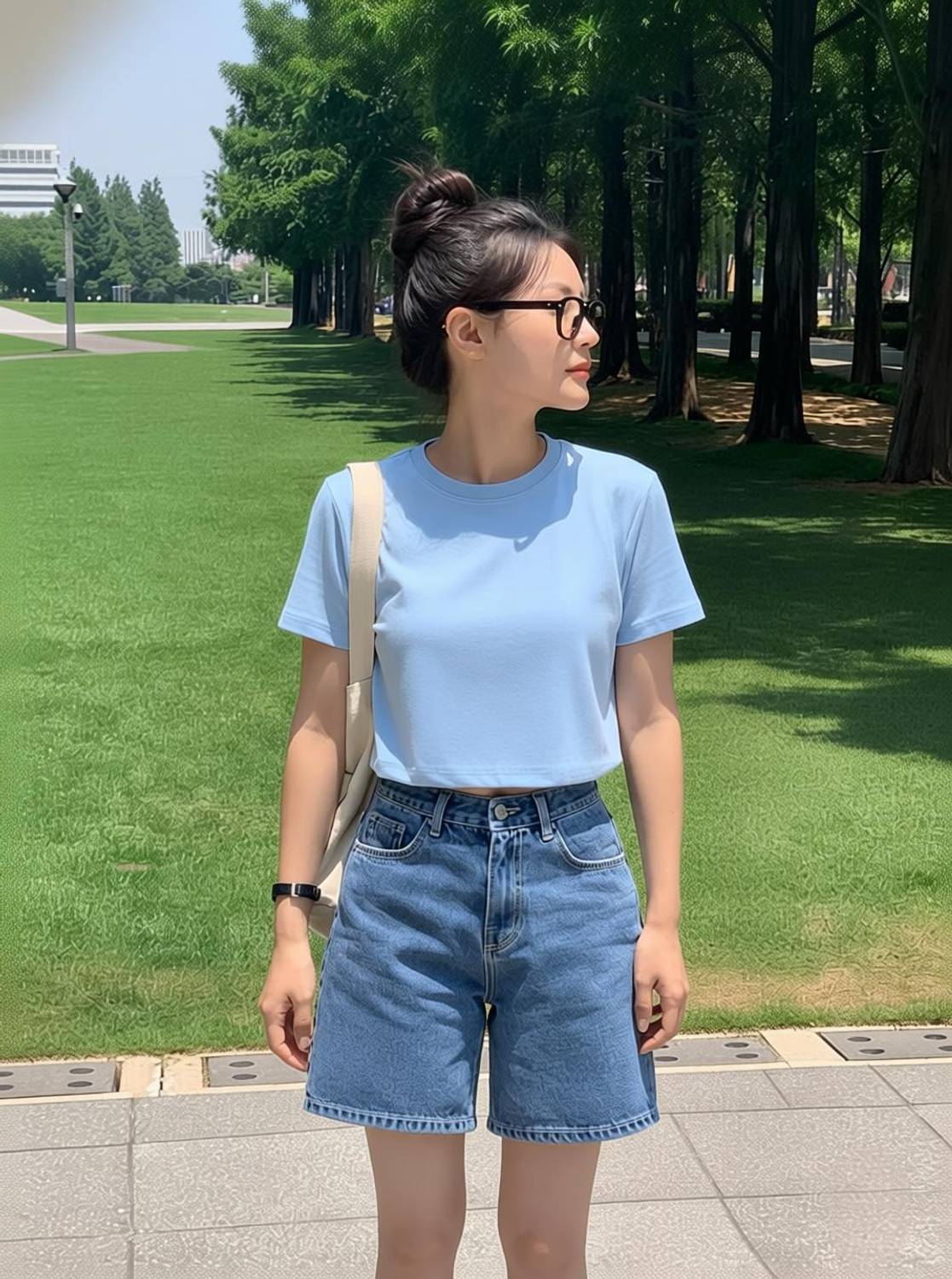 Bliez Solid Women Round Neck Light Blue T-Shirt