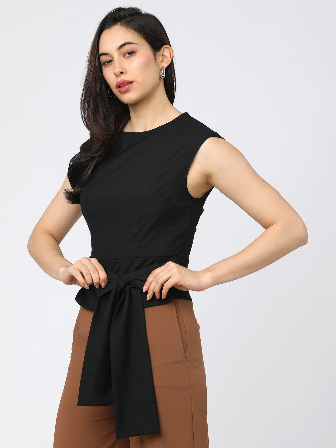 Image of Tokyo Talkies Casual Solid Women Black Top