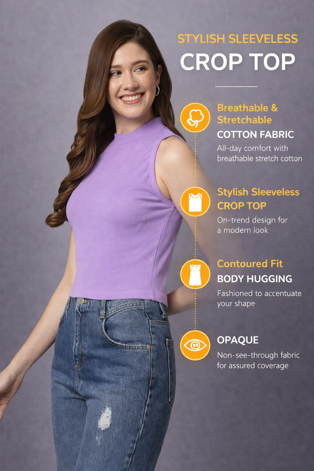 Image of FUNDAY FASHION Casual Solid Women Purple Top