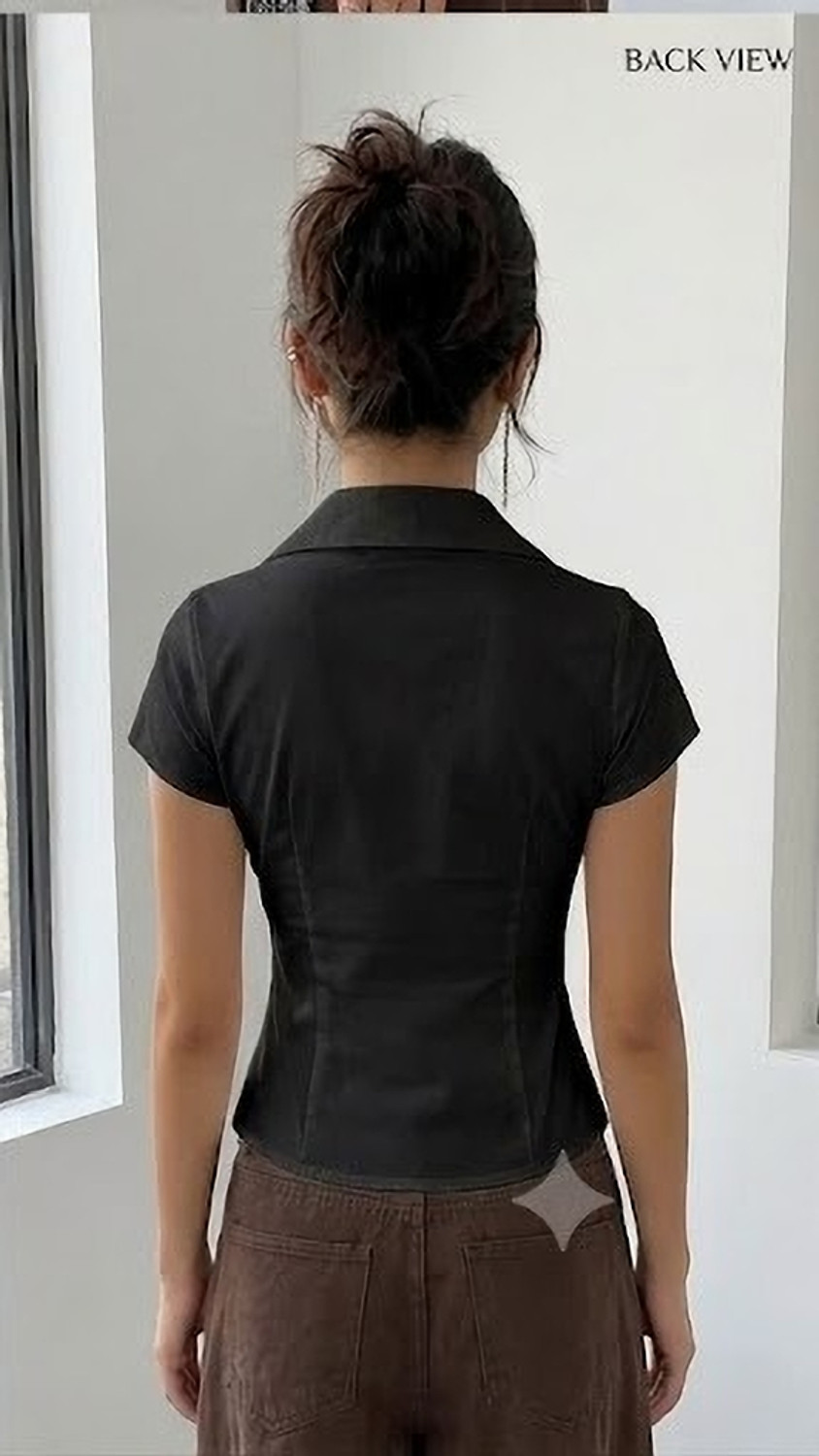 Image of HOMODA Casual Solid Women Black Top