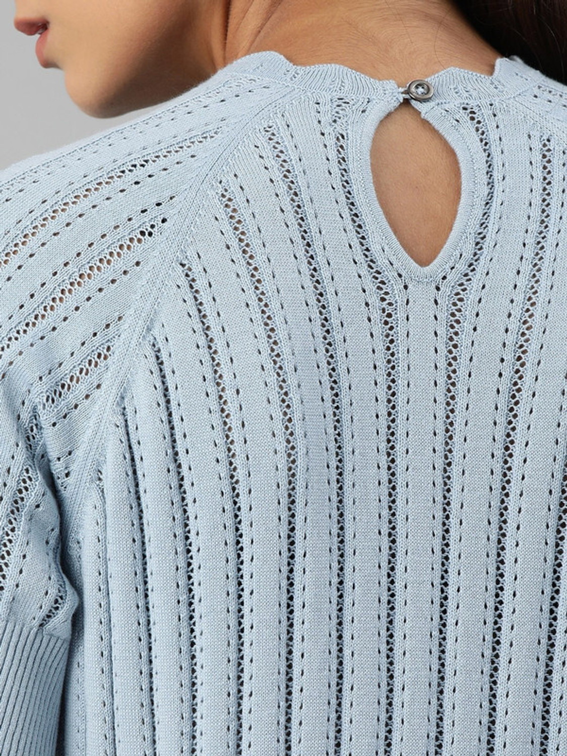 Image of Roadster Casual Raglan Sleeves Self Design Women Blue Top