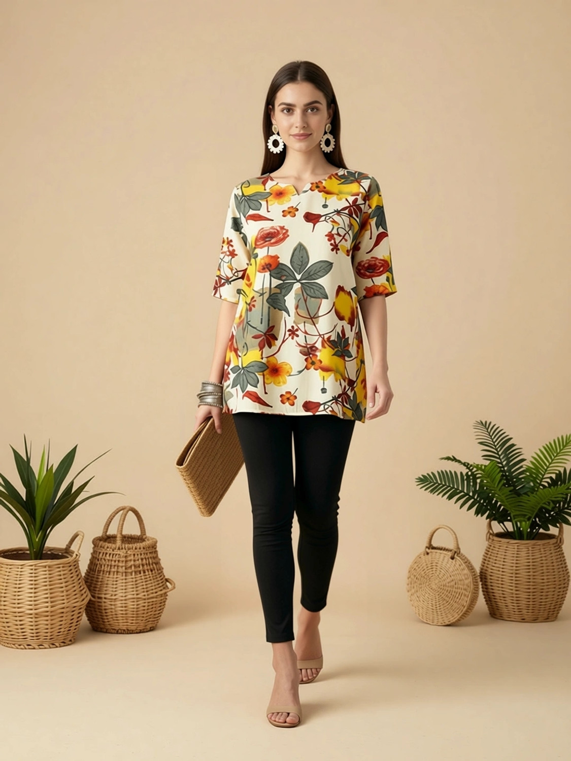Image of EthnicBasket Women Printed Tunic Kurta
