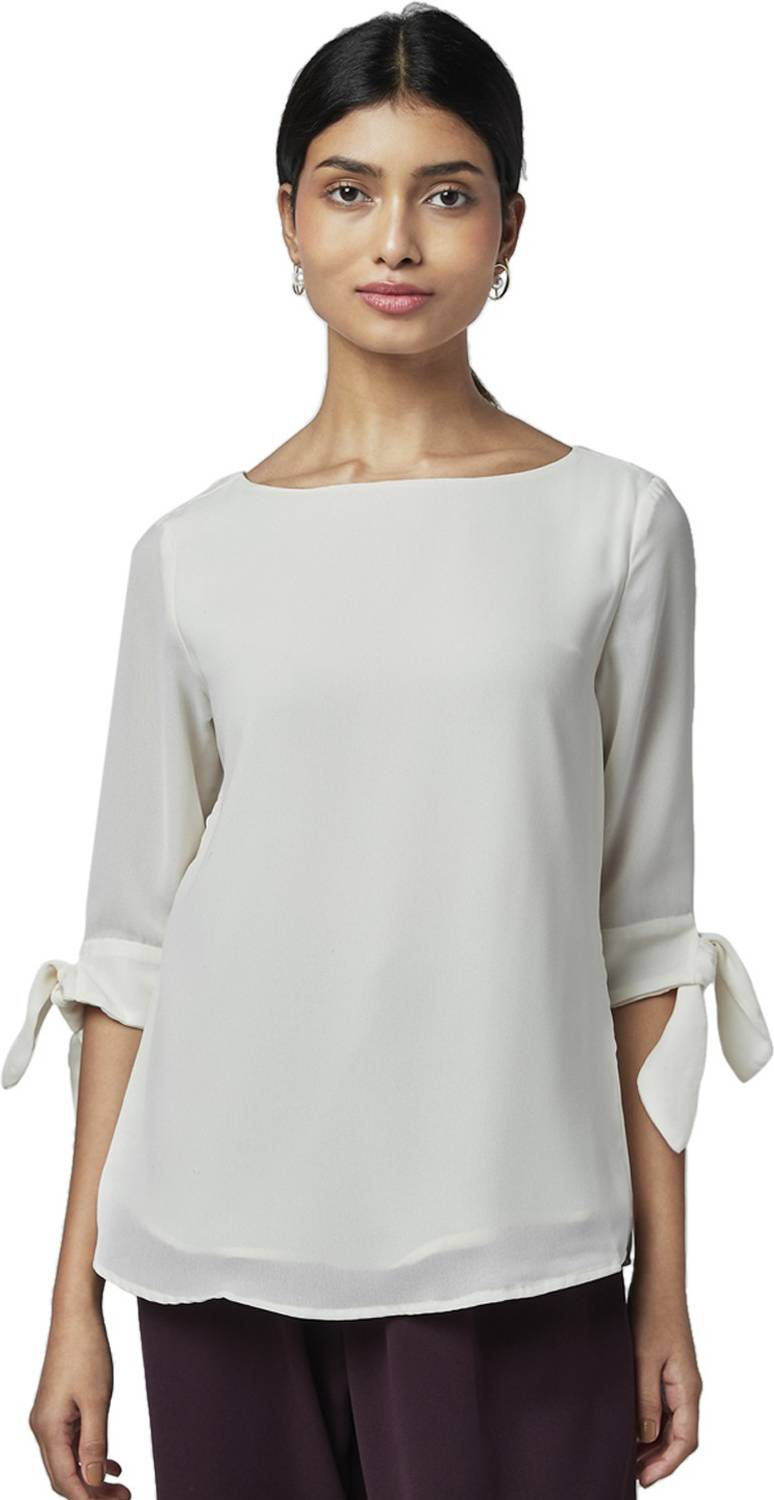 Annabelle by Pantaloons Casual Solid Women White Top