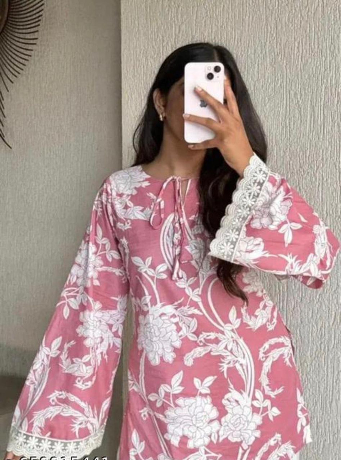 Image of sadya attire Casual Floral Print, Printed Women Pink Top