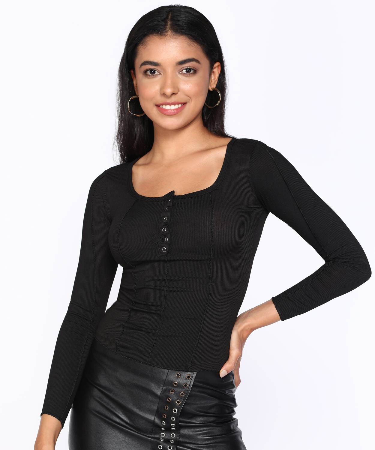 BoStreet Casual Solid Women Black Top