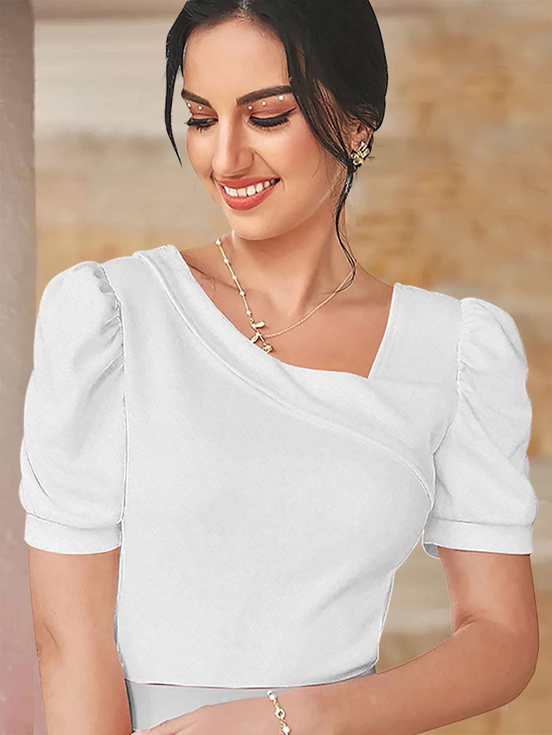 Image of Maheshvi Casual Solid Women White Top