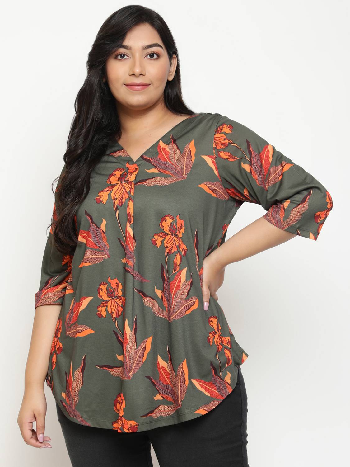 Amydus Casual Printed Women Orange, Yellow, Green Top