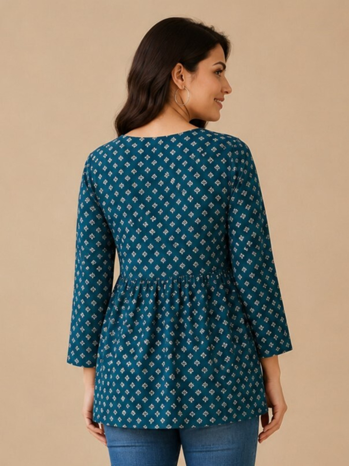 Image of GOKUL TRENDZ Casual Printed Women Dark Green Top