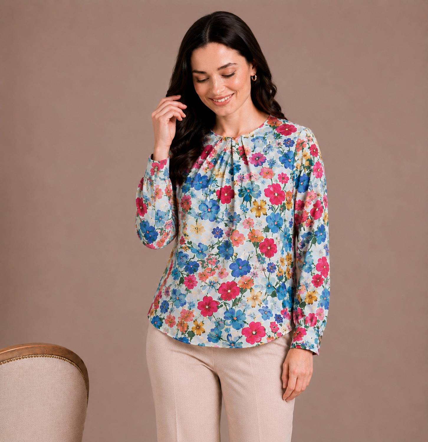 AARVI Casual Floral Print Women Multicolor Top