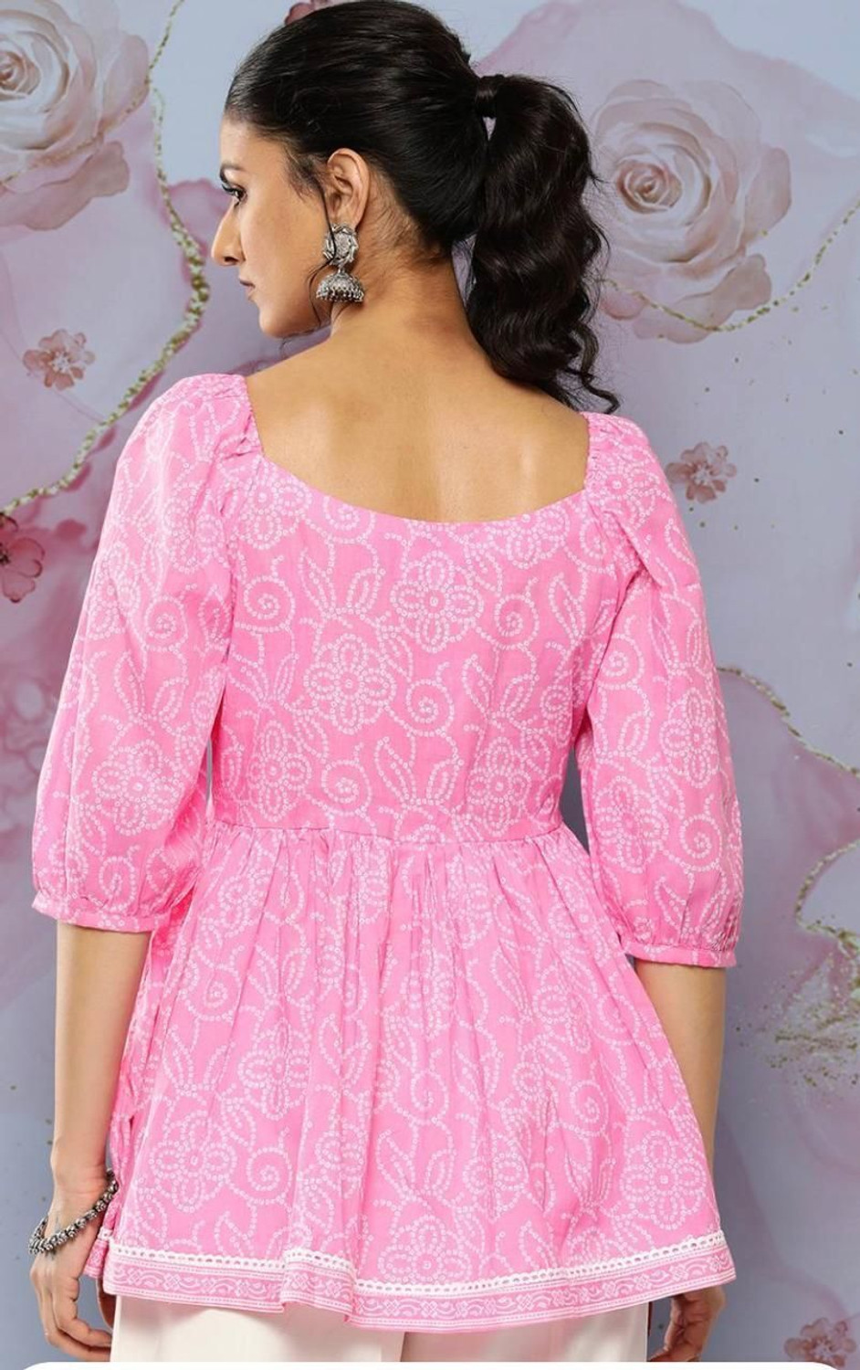 Image of PARI A1 Party Printed Women Pink Top