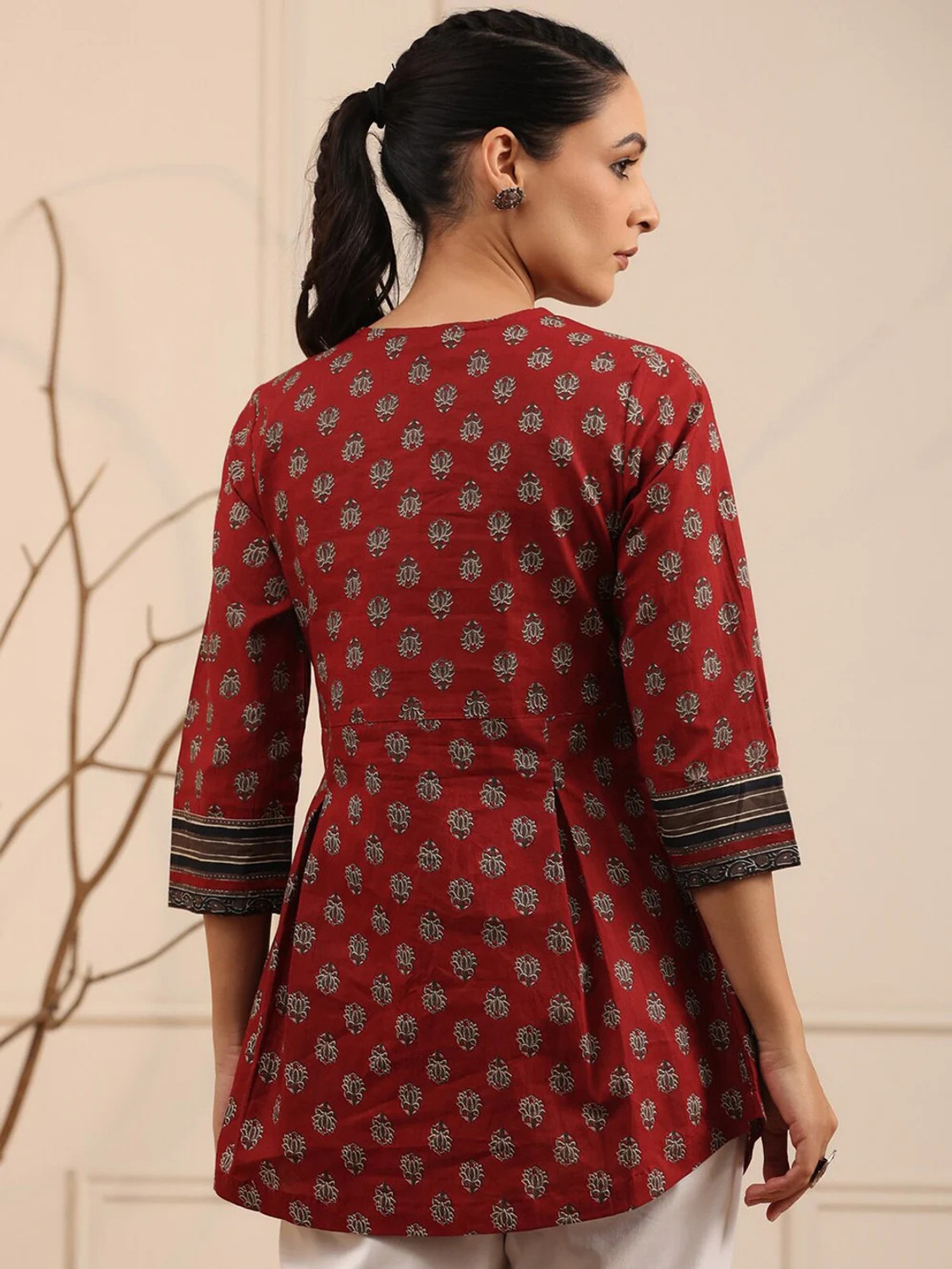 Image of FABRIKART Casual Printed Women Maroon Top