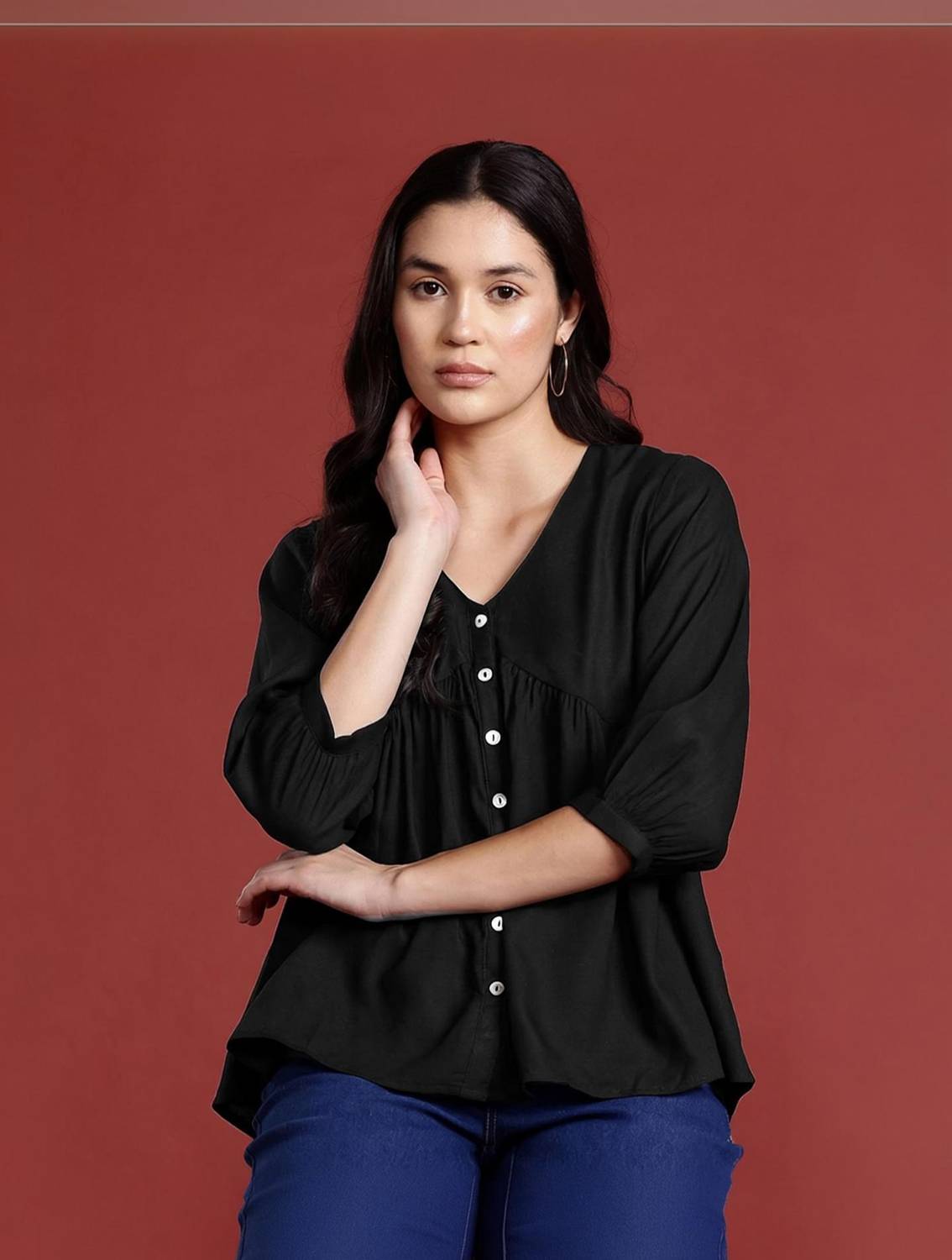 all about you Casual Solid Women Black Top