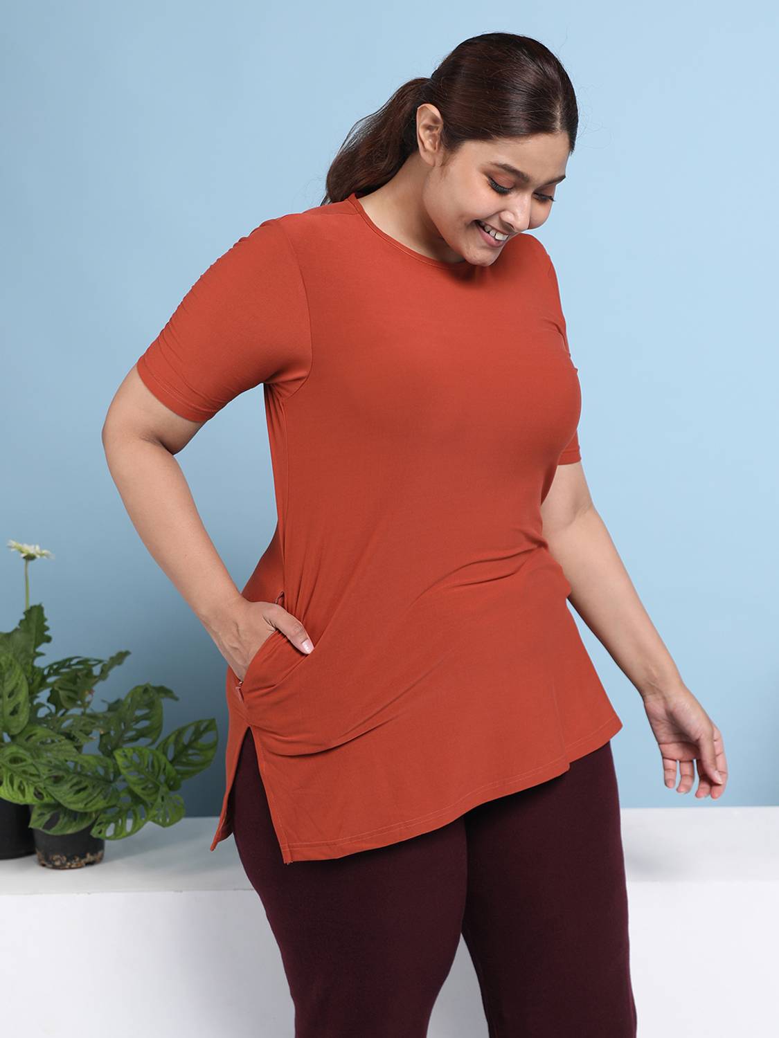 BlissClub Casual Solid Women Light Blue Top