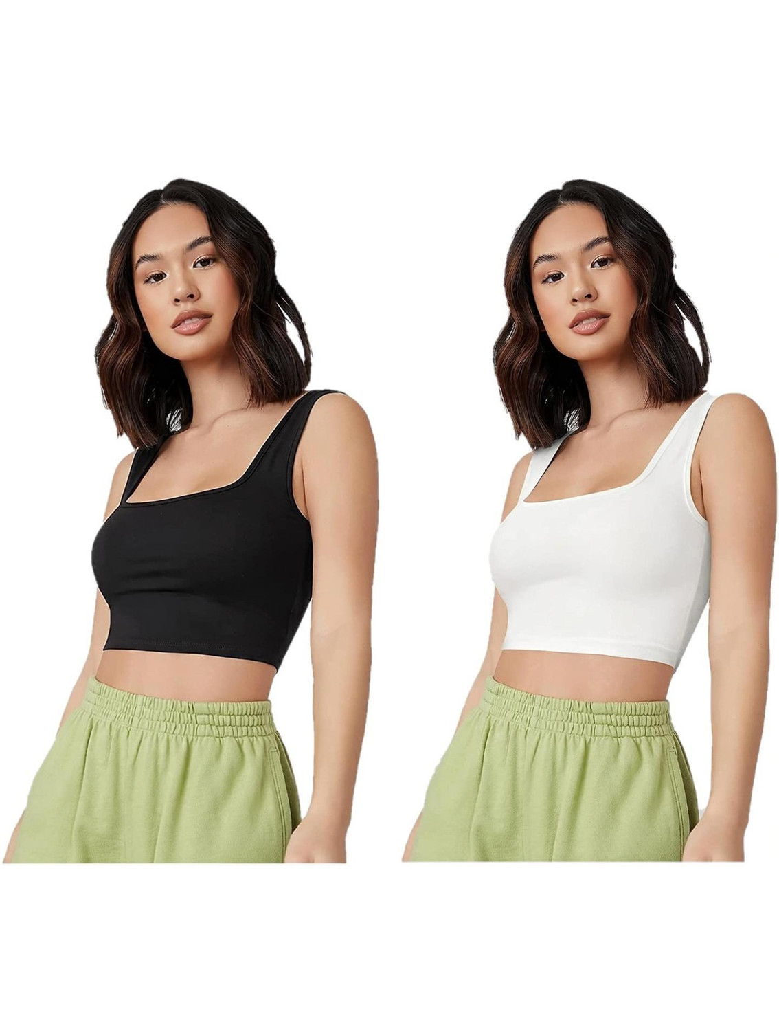 Image of MIXFIT Casual Solid Women White, Black Top