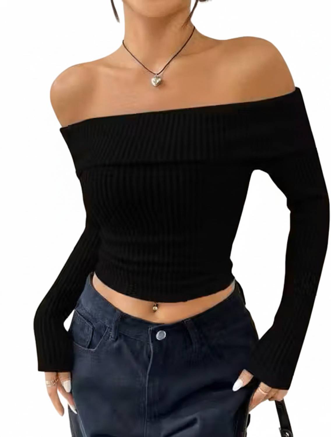 BindalTradersss Casual Self Design Women Black Top