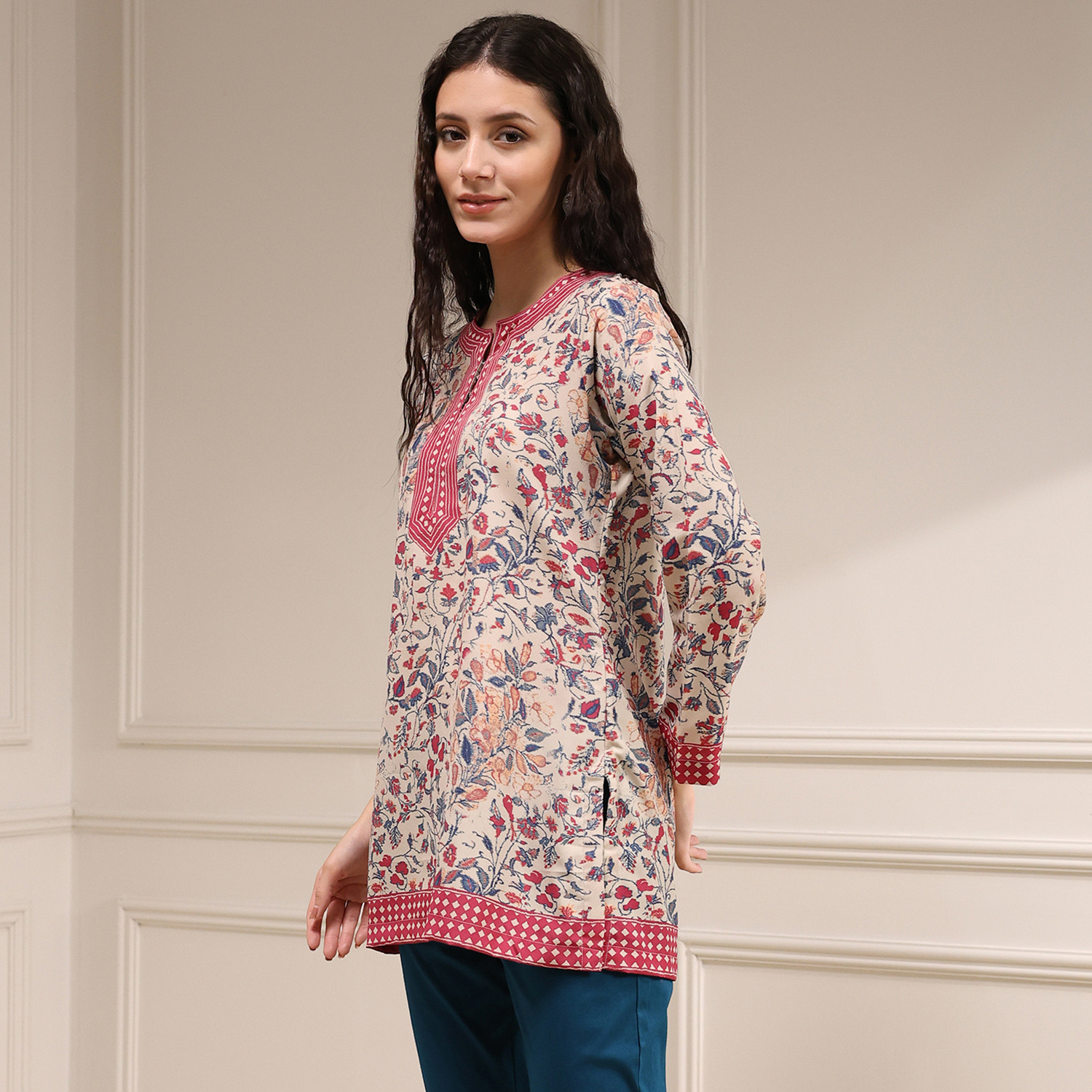 Image of BIBA Casual Printed Women Beige Top
