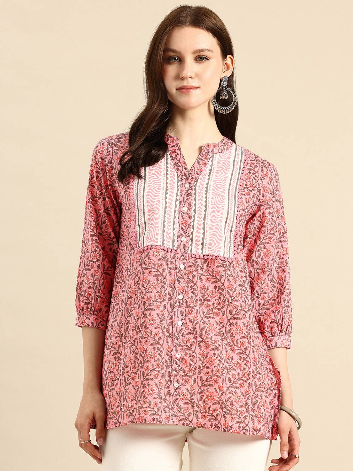 A&k Casual Floral Print, Lace Women Multicolor Top