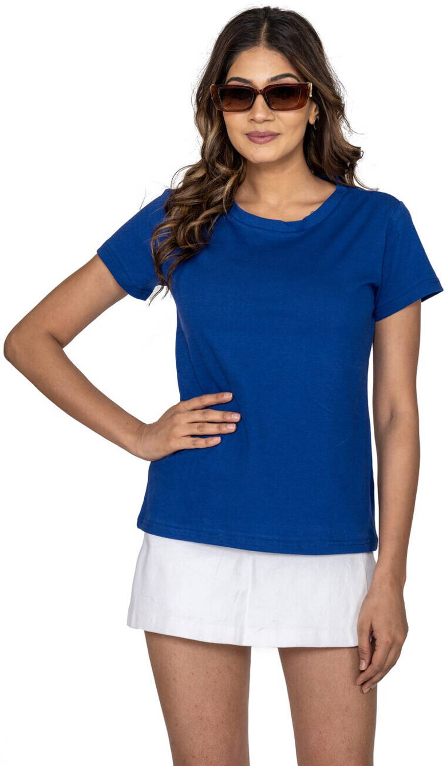 Amadore Casual Solid Women Dark Blue Top