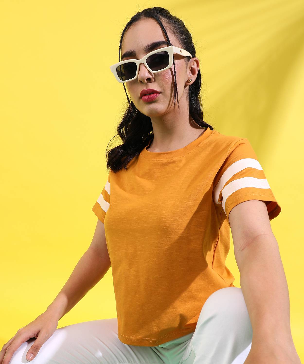 PINACOLADA Casual Printed Women Yellow, White Top