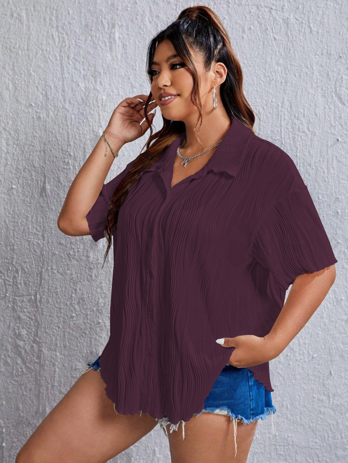 Image of Leriya Fashion Casual Self Design Women Purple Top