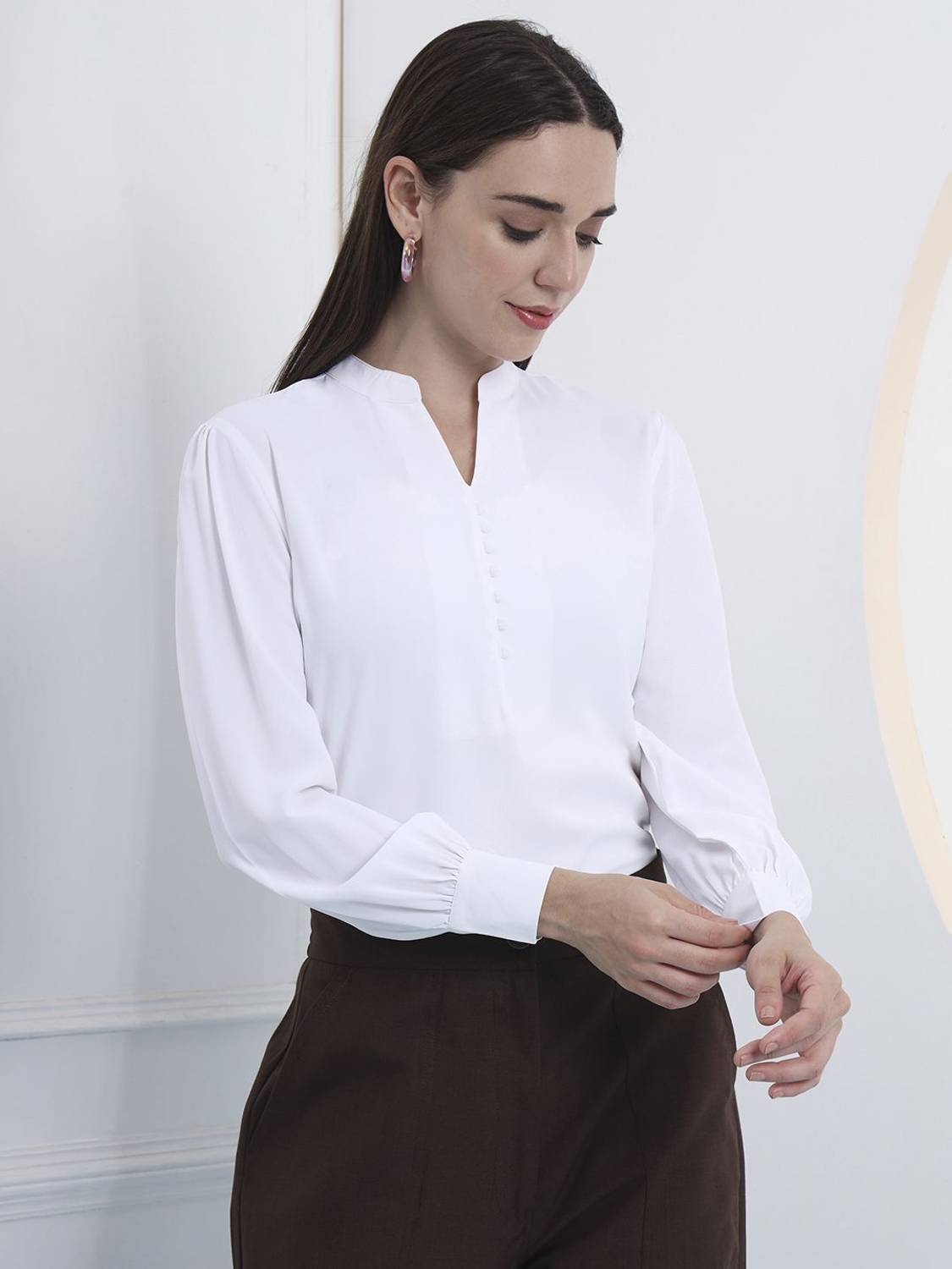all about you Formal Solid Women White Top