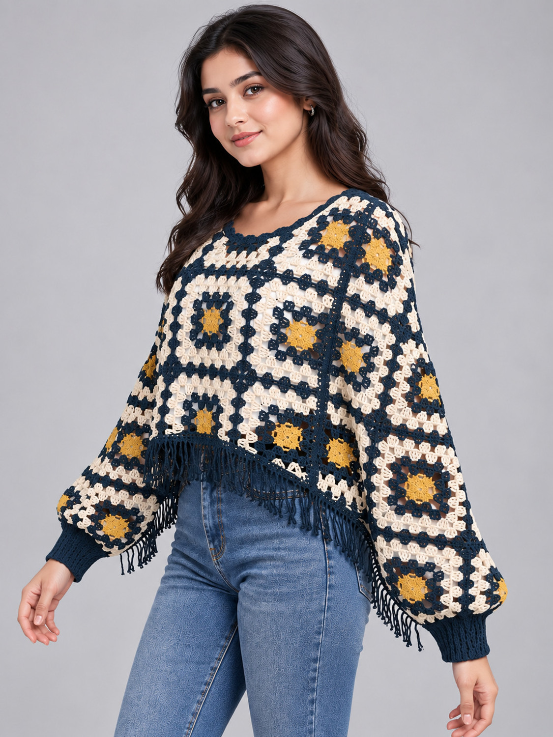Image of KOTTY Casual Flared Sleeves Self Design Women Multicolor Top