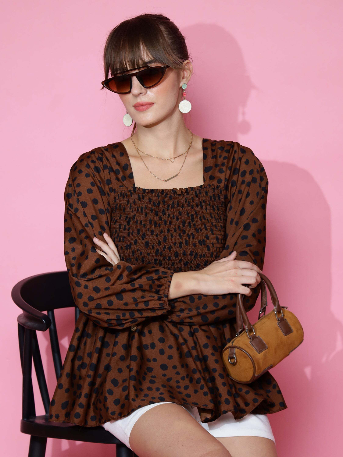 Image of Honky Tonky Casual Printed Women Maroon Top