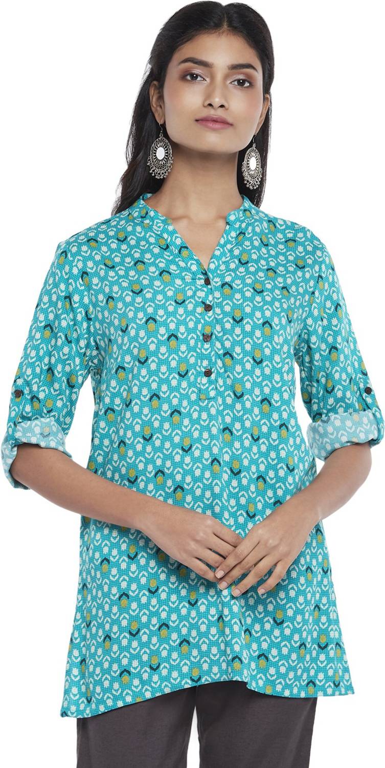 Akkriti by Pantaloons Casual Printed Women Blue Top