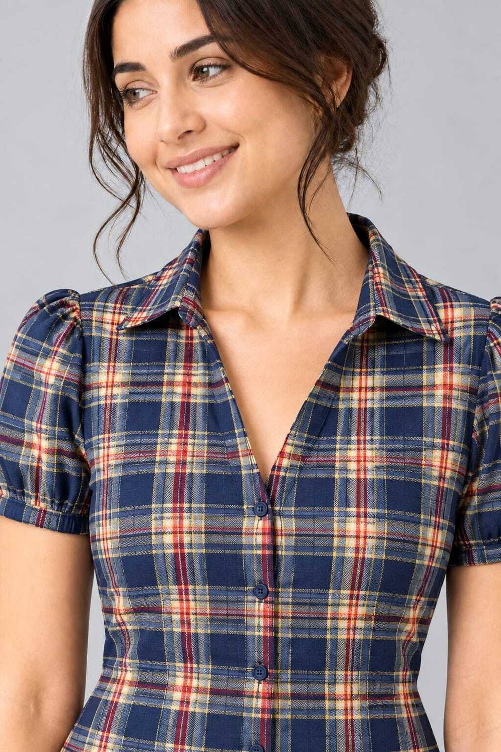HSINTERNATIOAL Women Multicolor Checkered Top - Image 4