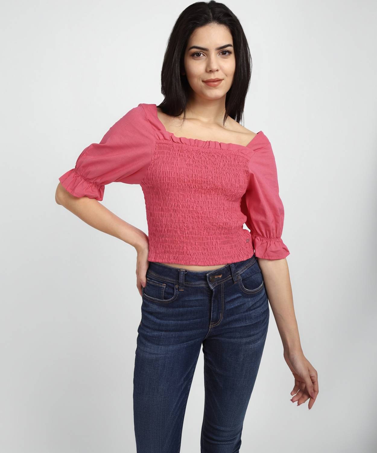 Allen Solly Casual Solid Women Pink Top
