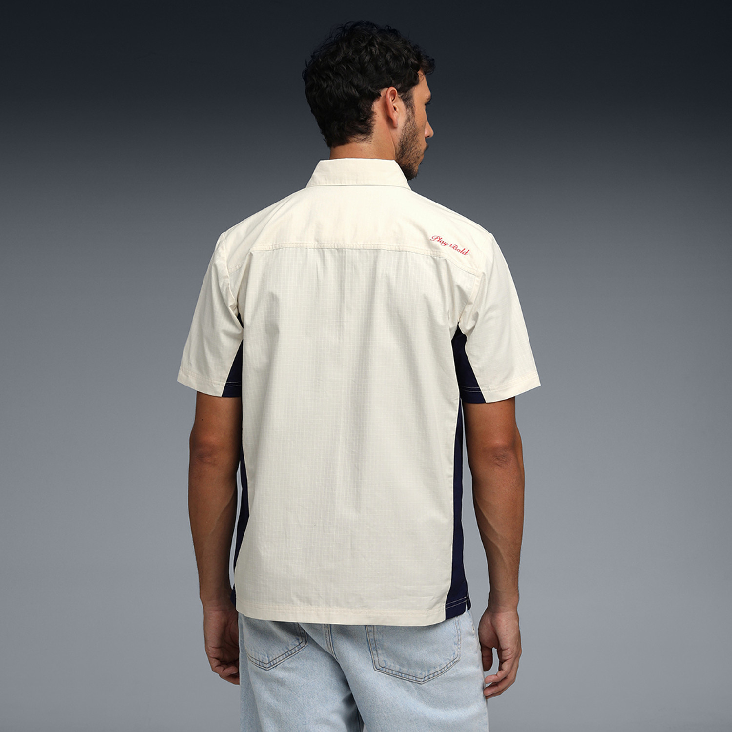 Image of PUMA Men Color Block Sports Beige Shirt