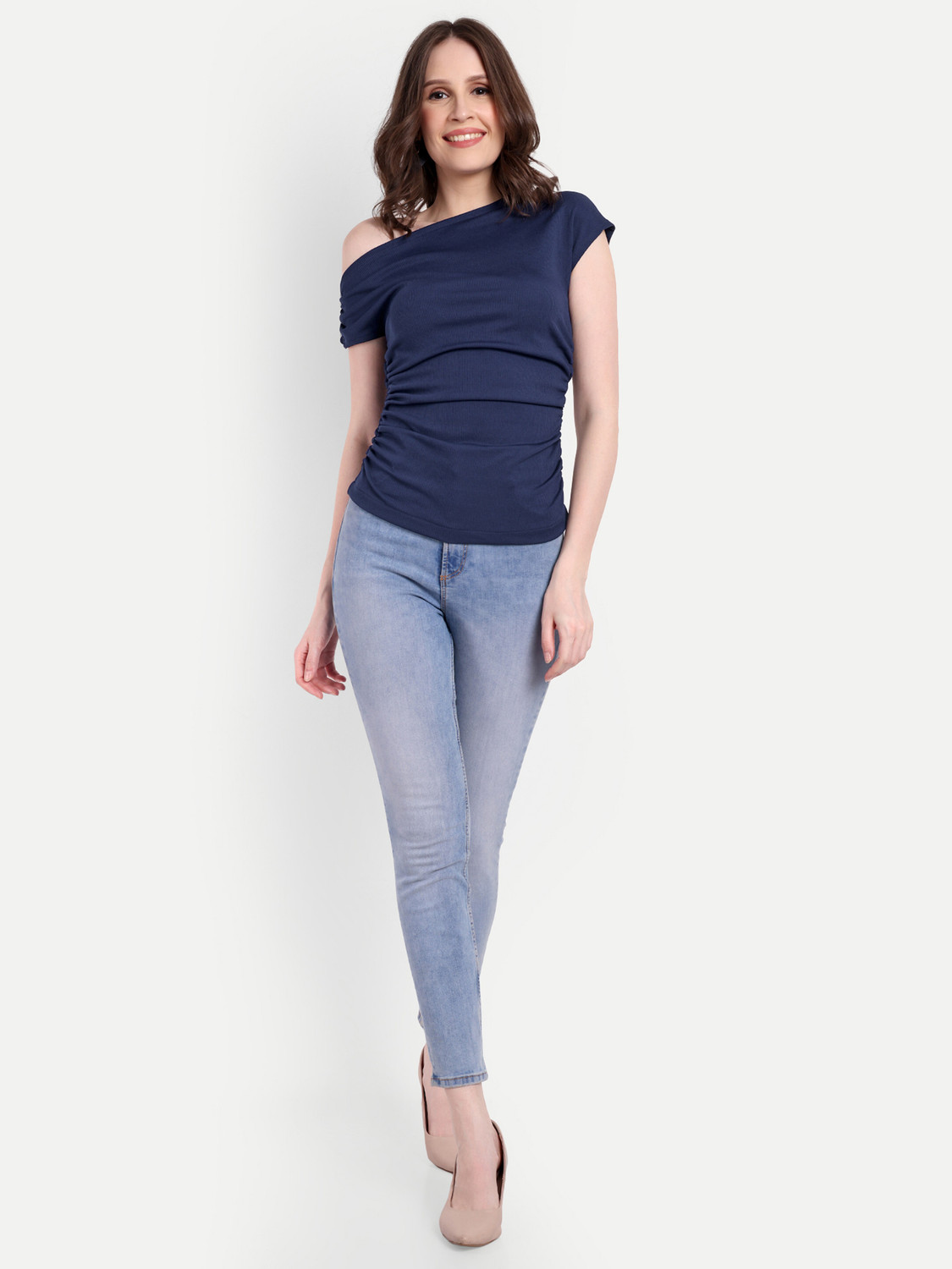 Image of METRONAUT Casual Solid Women Dark Blue Top
