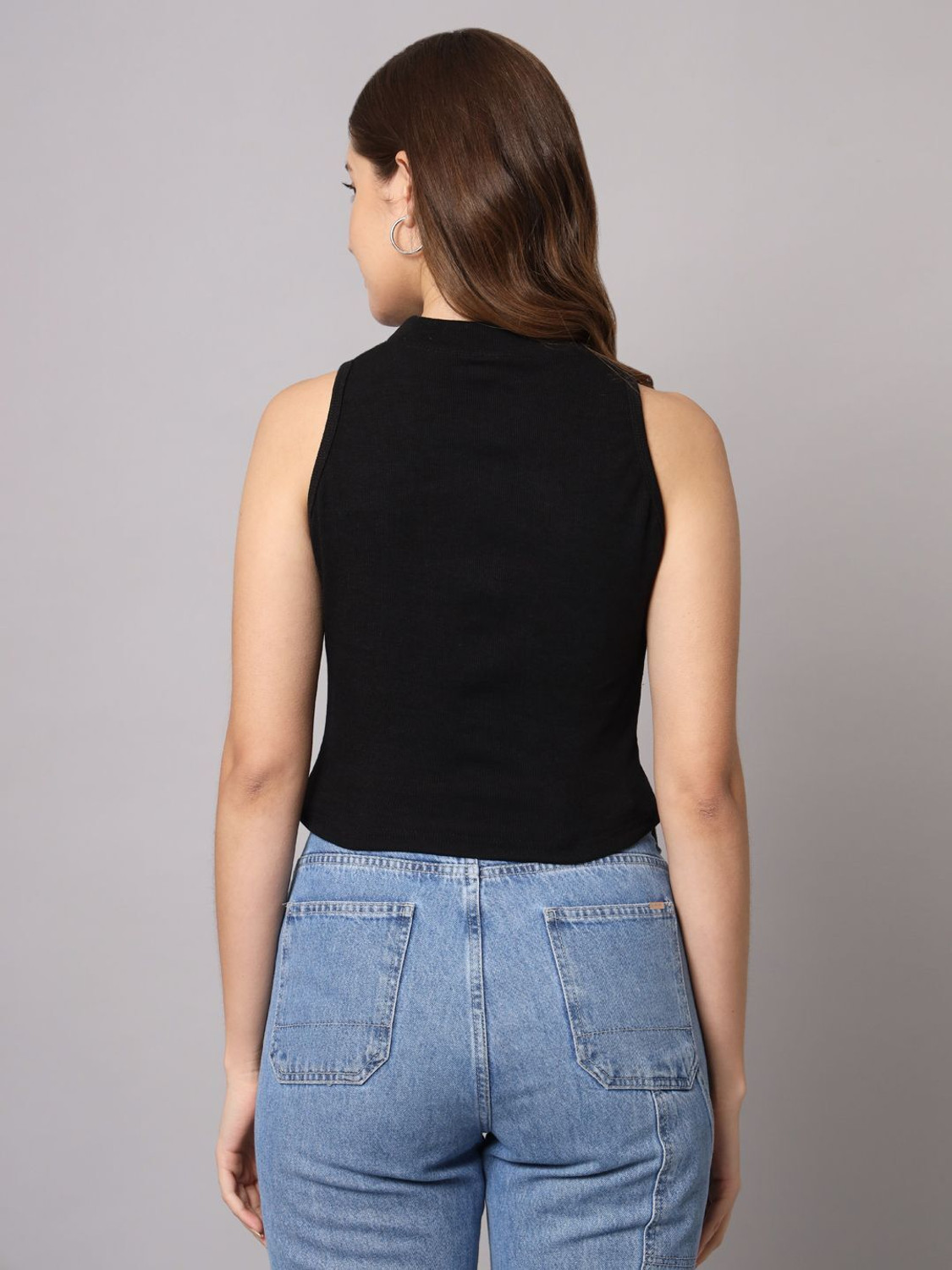 Image of FUNDAY FASHION Casual Solid Women Black Top