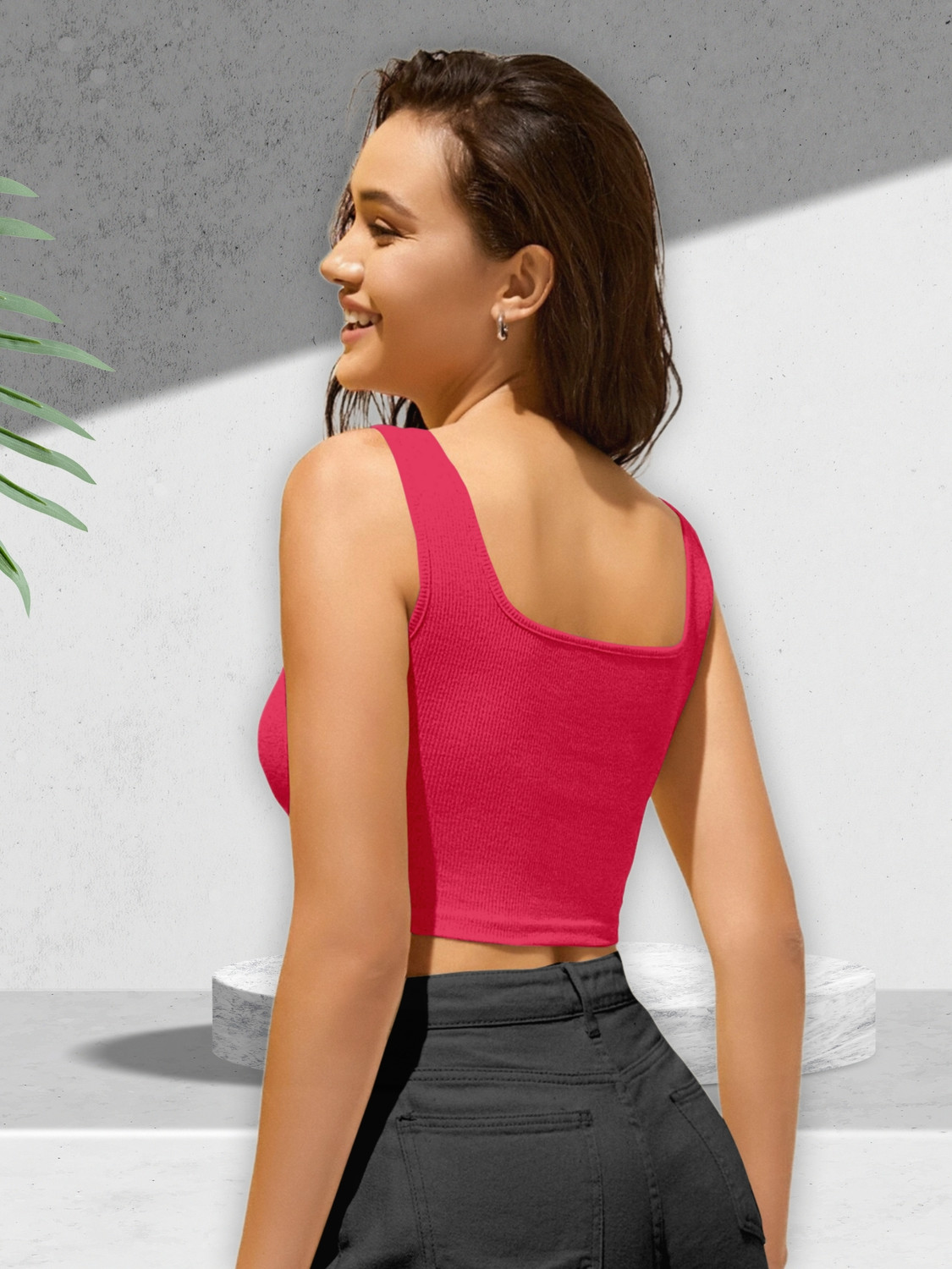 Image of CotiQ Casual Solid Women Pink, Black Top