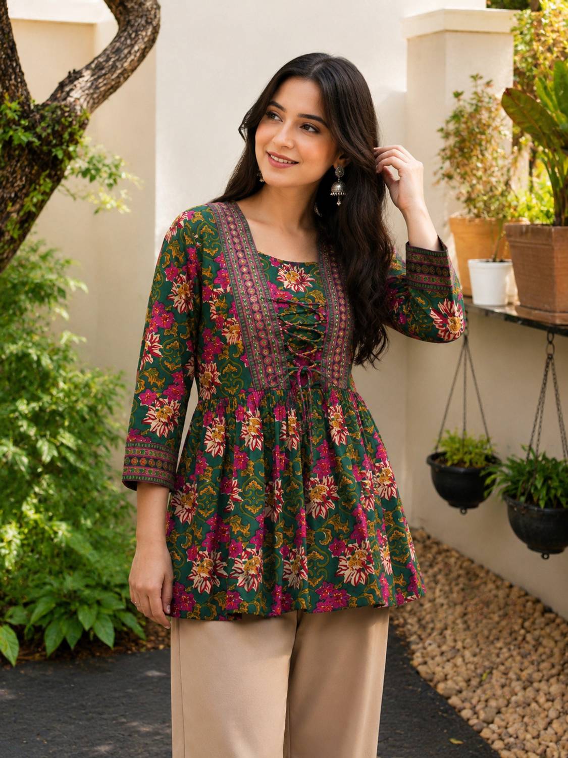 HANUMORA Casual Floral Print Women Multicolor Top